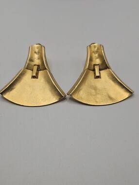 Gold-Tone Fan Drop Matte Door Knocker Earrings - Women Jewelry 2"